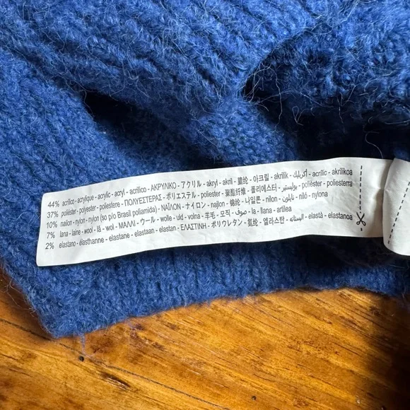 Zara Baby Boy Chunky Cable Knit Crew Neck Fisherman Sweater Blue 9-12 Month - Picture 7 of 8